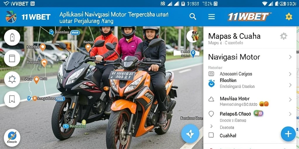 Tampilan antarmuka aplikasi Navigasi Motor 11WBET yang sederhana dan fungsional.