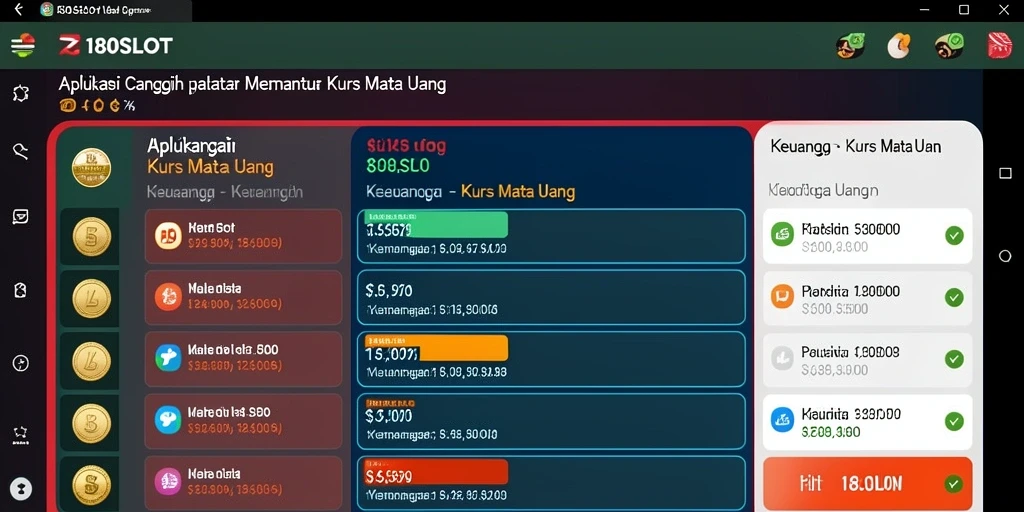 Antarmuka utama 180SLOT yang menampilkan berbagai kurs mata uang.