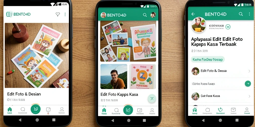 Antarmuka BENTO4D untuk edit foto kertas kaca yang menarik.