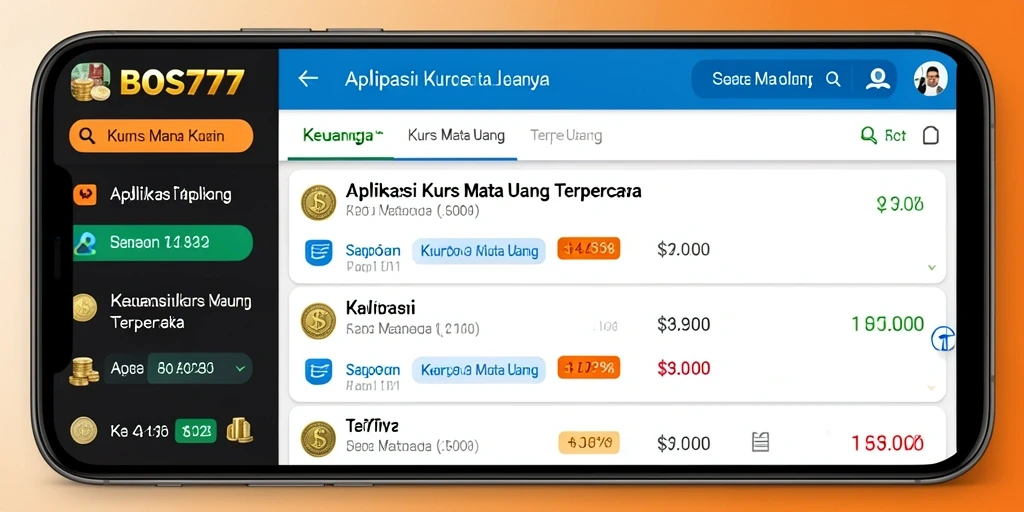 Antarmuka BOS777 yang modern dan fungsional untuk kurs mata uang.