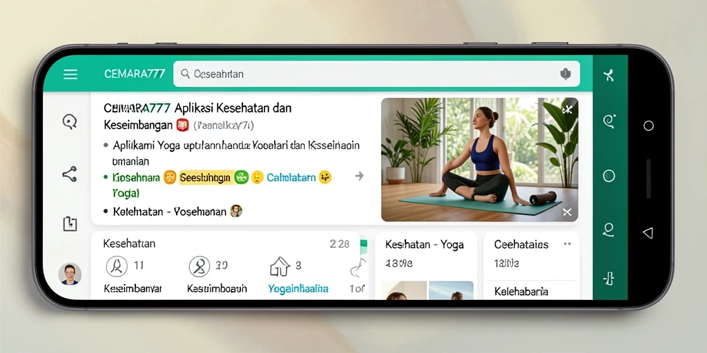 Antarmuka aplikasi CEMARA777 untuk latihan yoga yang menarik dan informatif.