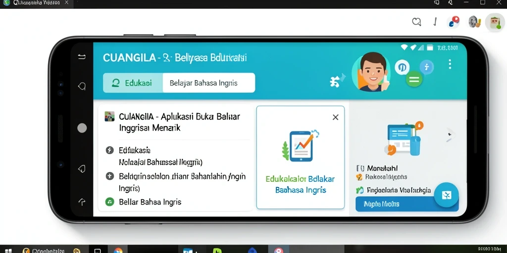 Screenshot antarmuka CUANGILA dengan fitur belajar Bahasa Inggris yang interaktif.
