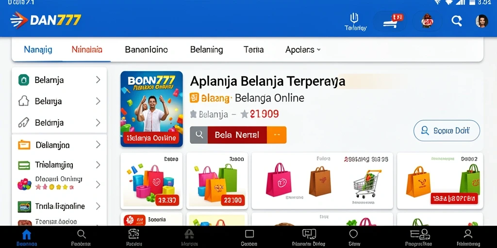 Antarmuka aplikasi DAN777 untuk pengalaman belanja online.