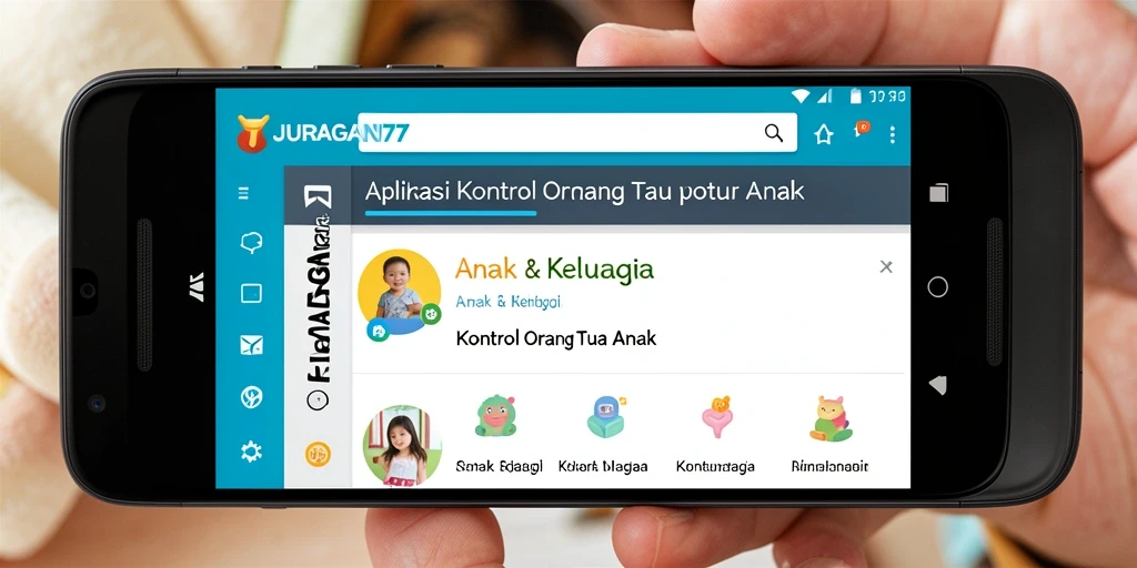 Antarmuka aplikasi JURAGAN77 untuk kontrol orang tua yang intuitif.