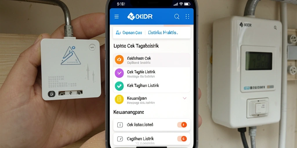 Tampilan antarmuka OKIDR untuk cek tagihan listrik yang sederhana dan efisien.
