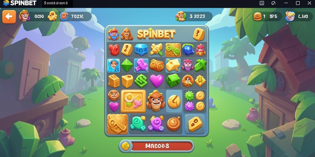 Tampilan antarmuka SPINBET menampilkan elemen Puzzle Match-3 yang menarik dan berwarna.